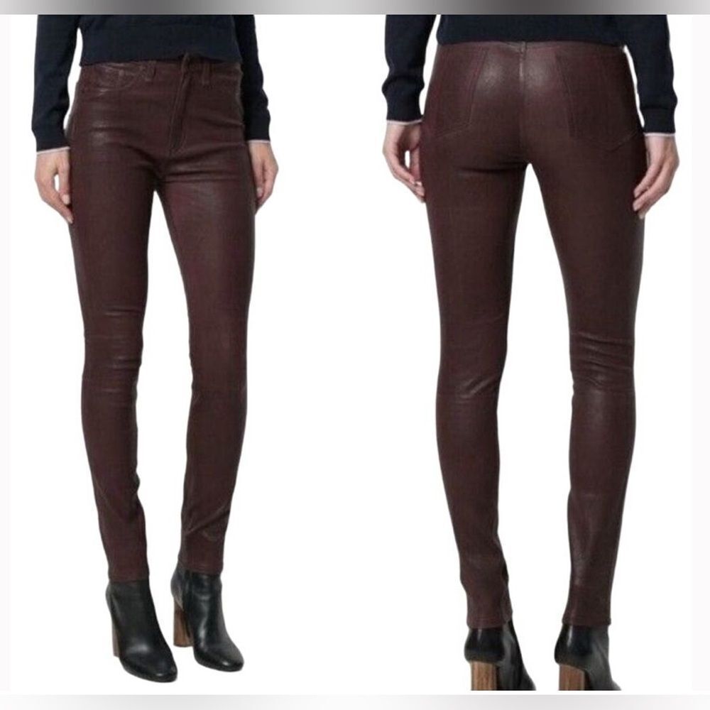 Rag & Bone Red  Mid Rise Lamb Leather Skinny Pants 28 NWOT